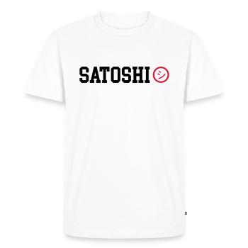 Satoshi Nakamoto BTC Bitcoin - T-shirt Premium bio Homme - blanc - Devant - Nico (187cm)