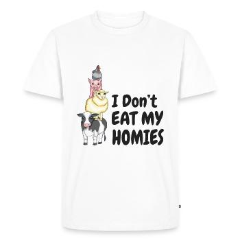 Je ne mange pas mes amis Bien-être animal Végétalien - T-shirt Premium bio Homme - blanc - Devant - Nico (187cm)
