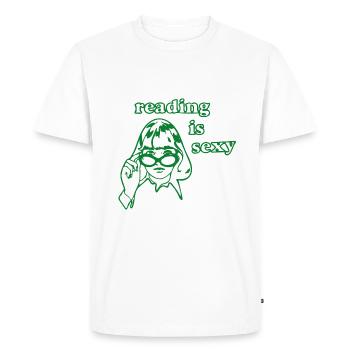 La lecture est sexy - T-shirt Premium bio Homme - blanc - Devant - Nico (187cm)