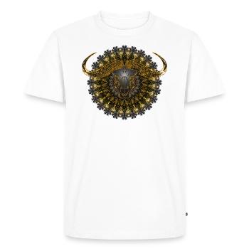 Kaleidoscope Buffalo Skull 01 - Men's Premium Organic T-Shirt - white - Front - Nico (187cm)