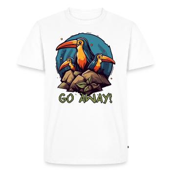 Some silly birds, get out of here! - Men's Premium Organic T-Shirt - white - Front - Nico (187cm)