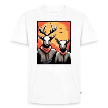 Japan Red Sun: A Deer Couple - Men's Premium Organic T-Shirt - white - Front - Nico (187cm)