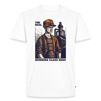 The Real Hero of the Working Class, Craft Work - Men's Premium Organic T-Shirt - white - Front - Nico (187cm)