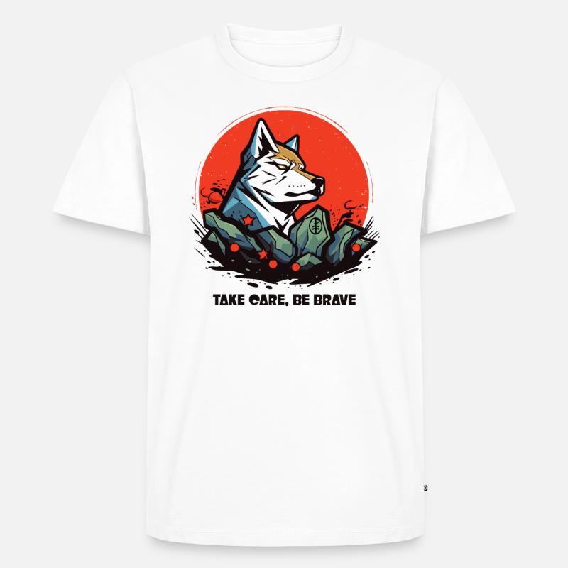 Sei mutig wie ein Wolf - Männer Premium Bio T-Shirt - Weiß