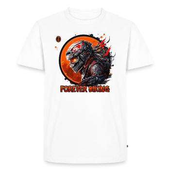 Forever Biking: Skull Emblem Riding a Motorcycle - Men's Premium Organic T-Shirt - white - Front - Nico (187cm)