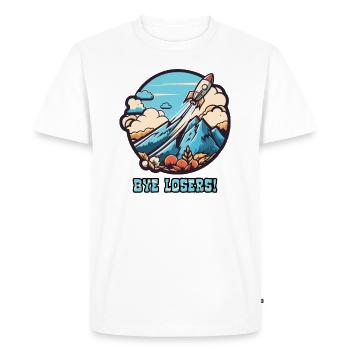 Bye bye, les perdants ! Lancement de la fusée - T-shirt Premium bio Homme - blanc - Devant - Nico (187cm)