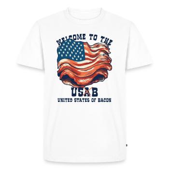 Bienvenue aux États-Unis de Bacon - T-shirt Premium bio Homme - blanc - Devant - Nico (187cm)
