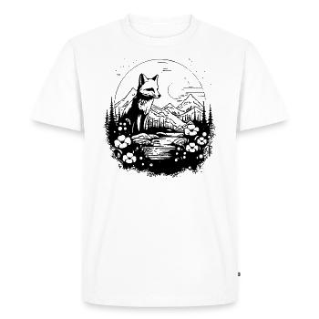 Nature spectacle with flowers, meadow and a fox - Men's Premium Organic T-Shirt - white - Front - Nico (187cm)