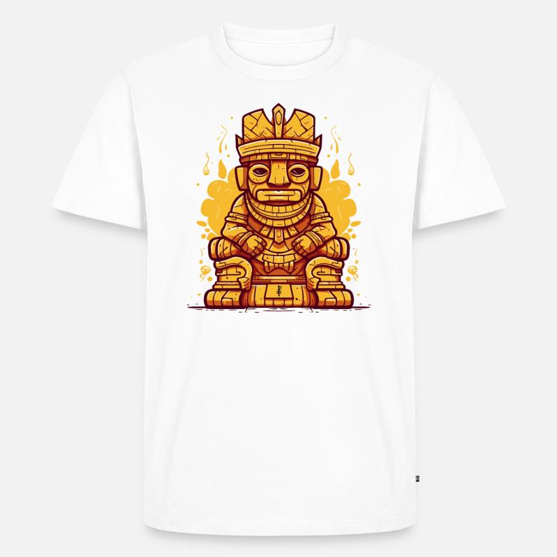 Inka-Maya-König auf Thron-Statue - Männer Premium Bio T-Shirt - Weiß