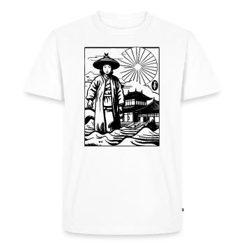 Asiatique Japonais Edo Times Agriculteur Ronin - T-shirt Premium bio Homme - blanc - Devant - Nico (187cm)