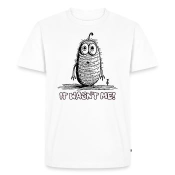 It Wasn't Me, Funny Cartoon Worm - Men's Premium Organic T-Shirt - white - Front - Nico (187cm)