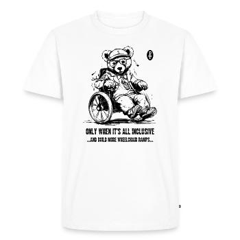 L’ours en fauteuil roulant tout compris - T-shirt Premium bio Homme - blanc - Devant - Nico (187cm)