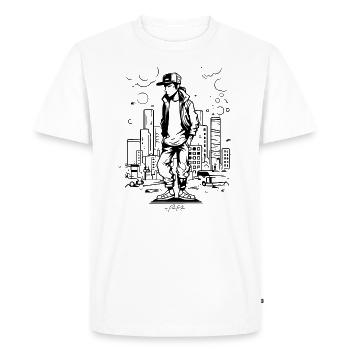 Style urbain : hip-hop - T-shirt Premium bio Homme - blanc - Devant - Nico (187cm)