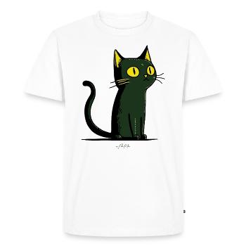 Chat de dessin animé vert - T-shirt Premium bio Homme - blanc - Devant - Nico (187cm)