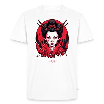Geisha animée - T-shirt Premium bio Homme - blanc - Devant - Nico (187cm)
