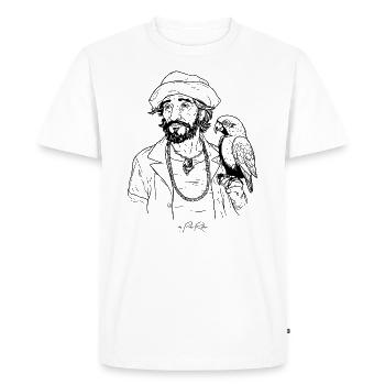 Pirate attrayant avec perroquet - T-shirt Premium bio Homme - blanc - Devant - Nico (187cm)