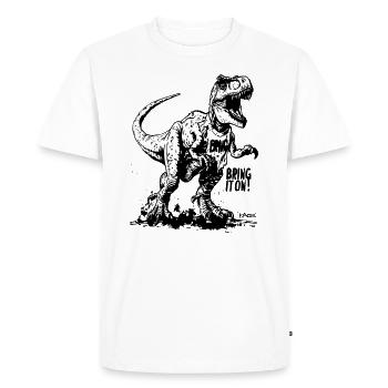 Dino Dinosaur T-Rex: Attach it! - Men's Premium Organic T-Shirt - white - Front - Nico (187cm)