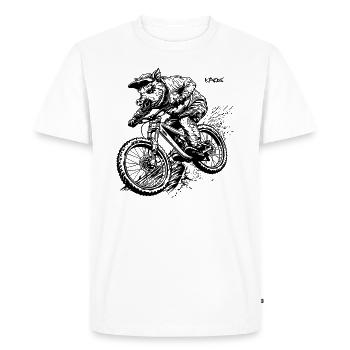 Dirty ride on the mountain bike pig - Men's Premium Organic T-Shirt - white - Front - Nico (187cm)