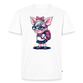Back To School: Nerd Schoolgirl Pig - Men's Premium Organic T-Shirt - white - Front - Nico (187cm)