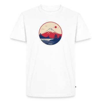 Japan, a red sunset and Mount Fuji - Men's Premium Organic T-Shirt - white - Front - Nico (187cm)