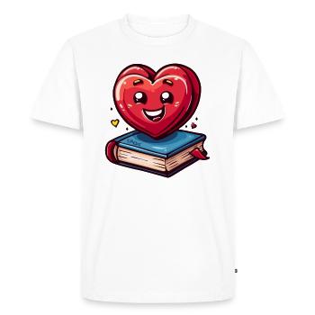 Un livre et un cœur signifient : J’aime les livres - T-shirt Premium bio Homme - blanc - Devant - Nico (187cm)