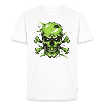 Green skull and bones, skull and crossbones - Men's Premium Organic T-Shirt - white - Front - Nico (187cm)