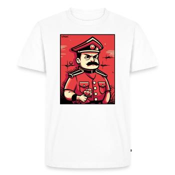 Homme à moustache dure avec des fleurs pour maman - T-shirt Premium bio Homme - blanc - Devant - Nico (187cm)