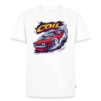 Red Muscle Car Turbo Cartoon Racer - Men's Premium Organic T-Shirt - white - Front - Nico (187cm)