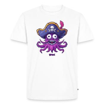 Une pieuvre pirate drôle et heureuse - T-shirt Premium bio Homme - blanc - Devant - Nico (187cm)
