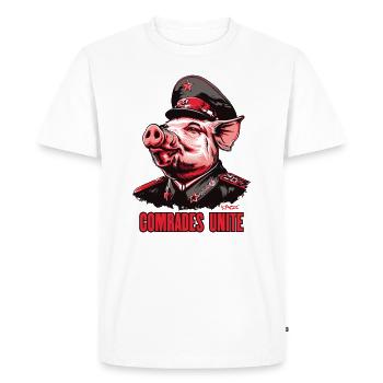 Parodie Communisme Cochon : Association des Camarades - T-shirt Premium bio Homme - blanc - Devant - Nico (187cm)