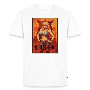 Parodie d’une affiche de film japonais : chat d’anime - T-shirt Premium bio Homme - blanc - Devant - Nico (187cm)