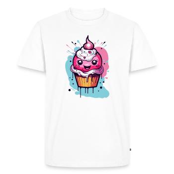 Super Cute Kawaii Cupcake - Men's Premium Organic T-Shirt - white - Front - Nico (187cm)