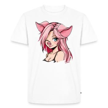 Un clin d'oeil, anime girl pigs - T-shirt Premium bio Homme - blanc - Devant - Nico (187cm)