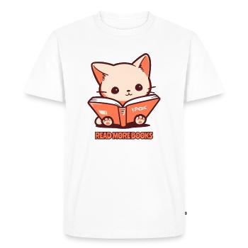 Lire plus de livres : Chats mignons Animaux de compagnie Lire - T-shirt Premium bio Homme - blanc - Devant - Nico (187cm)