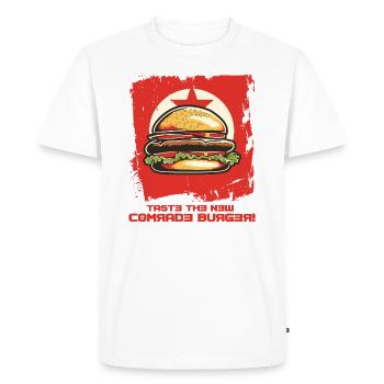 Taste the new comrade burger: fast food - Men's Premium Organic T-Shirt - white - Front - Nico (187cm)