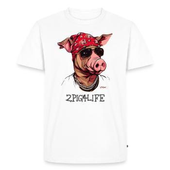 2Pig4Life Hip-Hop Rap Gangster MC Rappeur Cochon - T-shirt Premium bio Homme - blanc - Devant - Nico (187cm)