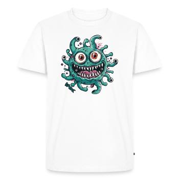 Drôle Crazy Cartoon Virus - T-shirt Premium bio Homme - blanc - Devant - Nico (187cm)