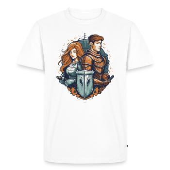 Knight and maiden in the arms of the Middle Ages - Men's Premium Organic T-Shirt - white - Front - Nico (187cm)