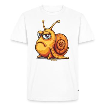 drôle de mauvaise humeur : escargot de dessin animé - T-shirt Premium bio Homme - blanc - Devant - Nico (187cm)