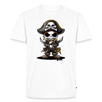 Funny Chibi Cartoon Skeleton Pirate - Men's Premium Organic T-Shirt - white - Front - Nico (187cm)