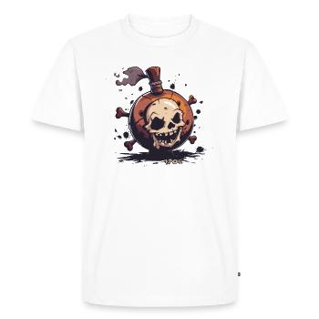 A Funny Cartoon Skull Bombs Pirate - Men's Premium Organic T-Shirt - white - Front - Nico (187cm)
