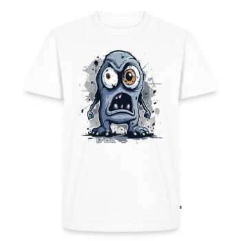 Un monstre gris sombre, en colère et drôle - T-shirt Premium bio Homme - blanc - Devant - Nico (187cm)