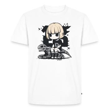 Anime Goth Ghosts Fille Assise Sur Dino Squelette - T-shirt Premium bio Homme - blanc - Devant - Nico (187cm)