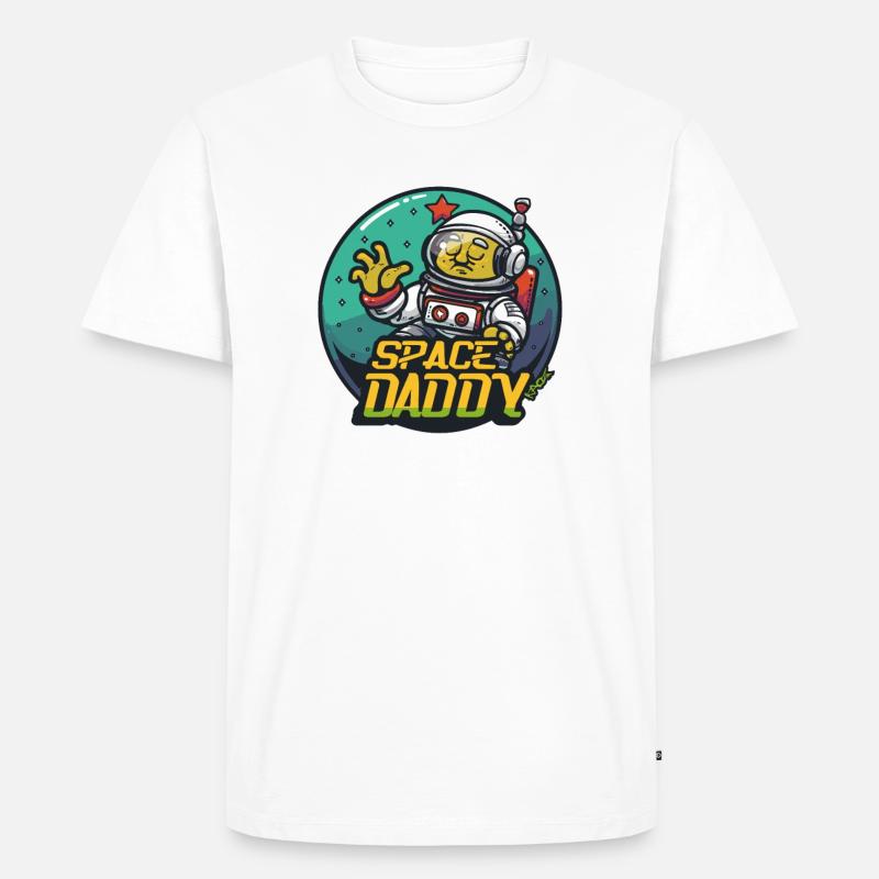 Space Daddy Sci-Fi Astronaut - Männer Premium Bio T-Shirt - Weiß