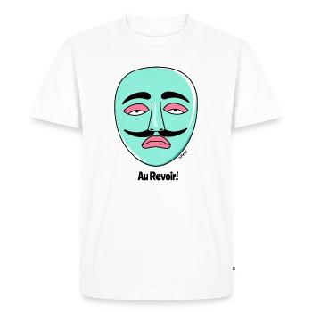 Masque et moustache à la française : Au Revoir - T-shirt Premium bio Homme - blanc - Devant - Nico (187cm)