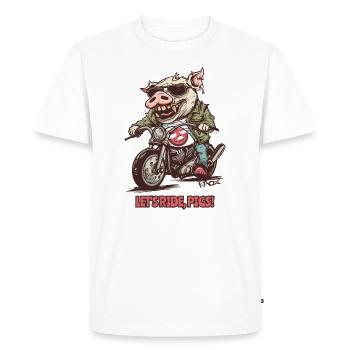 Let's go, piggy! Pig Biker Motorcycle - Men's Premium Organic T-Shirt - white - Front - Nico (187cm)