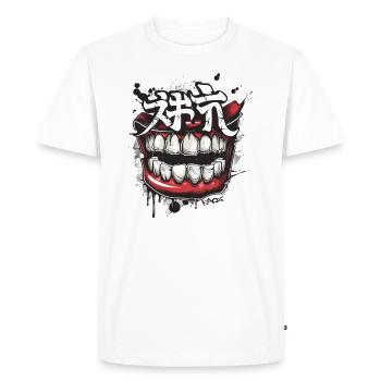 Le rêve d’un dentiste : grande bouche, grandes dents - T-shirt Premium bio Homme - blanc - Devant - Nico (187cm)