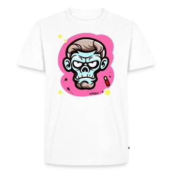 pointlessly crazy, funny cartoon monkey - Men's Premium Organic T-Shirt - white - Front - Nico (187cm)