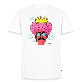 Dessin animé d’un roi des cheveux afro cool - T-shirt Premium bio Homme - blanc - Devant - Nico (187cm)