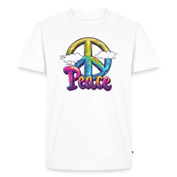 Couleurs de l’arc-en-ciel, nuages blancs et paix - T-shirt Premium bio Homme - blanc - Devant - Nico (187cm)